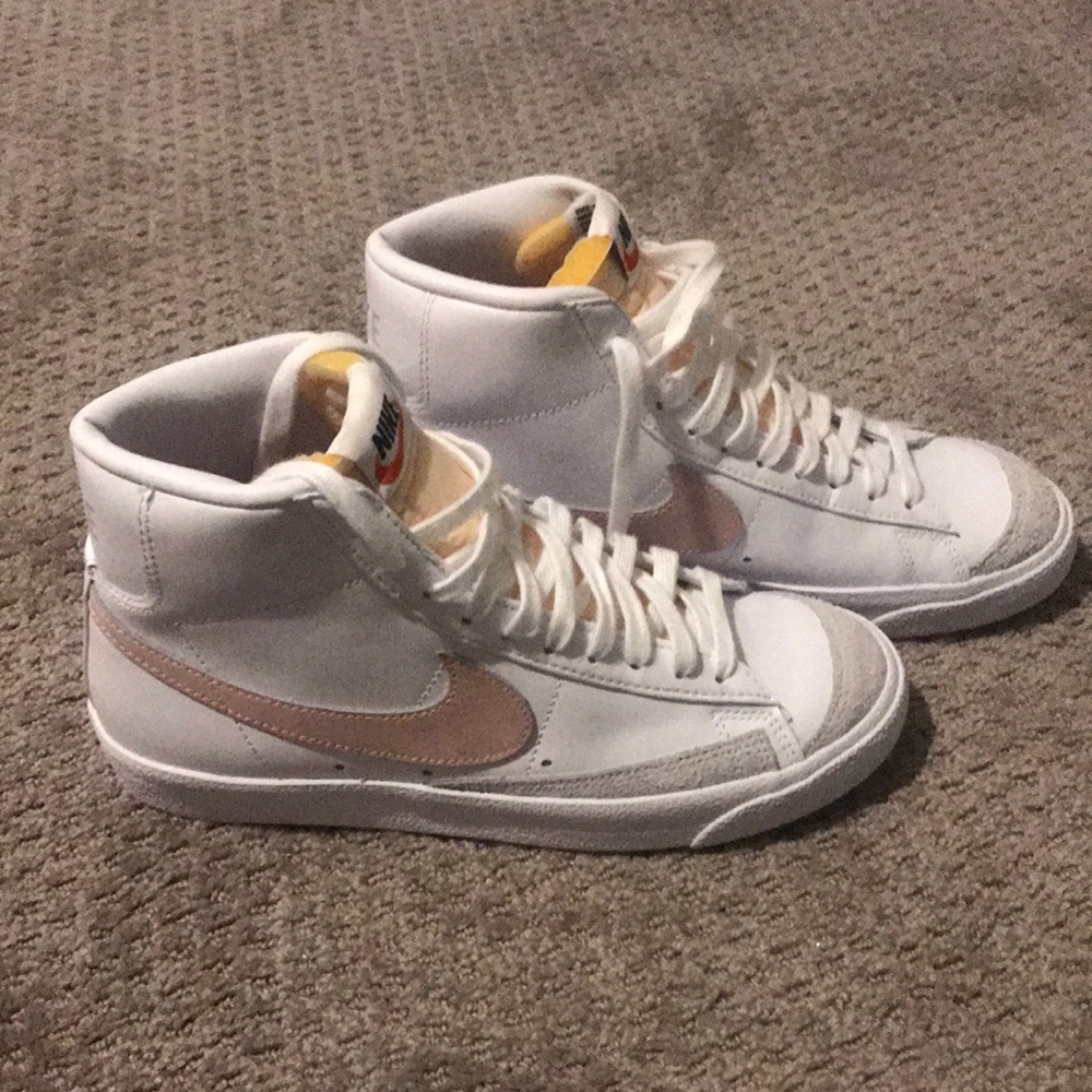 white/pink Nike blazers